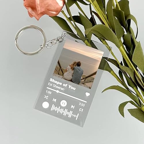 Custom Acrylic Spotify Code Music Keychain Personalized Women Men Photo  Album Cover Song Art Player Name Date