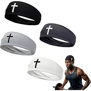 4 PCS Christian Headbands for Men Women Jesus Faith Cross Athletic Sweatbands Moisture Wicking Twist Knotted Criss Cross Hair
