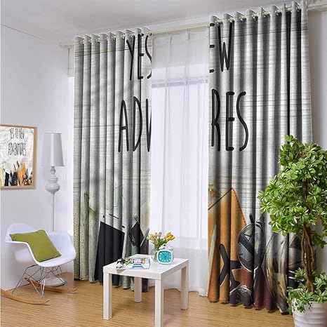 Amazon Co Jp Lohebhuic Adventure 99 遮光カーテン レトロヴィンテージ風 寝室 幼稚園 リビングルーム W84 X L72 Inch ホーム キッチン