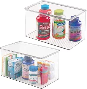mDesign Juego de 2 cajas organizadoras extra grandes – Cajas de