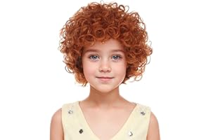 PATTNIUM Kids Child Reddish Orange Wig Girls Short Curly Red Brown Wig Dark Orange Wigs Halloween Cosplay Costume Wigs