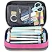 Homecube Pencil Case Large Capacity Storage Pen Bag Makeup Pouch Durable Students Stationery Case Two Layers with Dual Zippers- 8.86x5.5x3.15- Pink