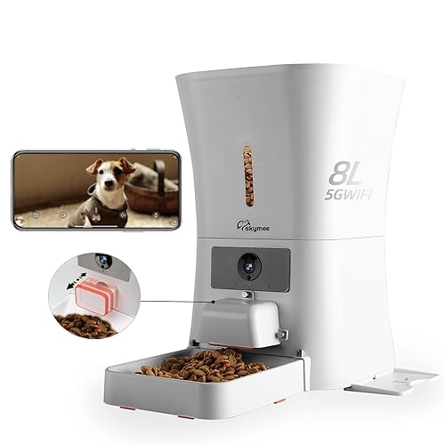 SKYMEE 8L Smart Automatic Cat Feeders with Camera, 5G WiFi