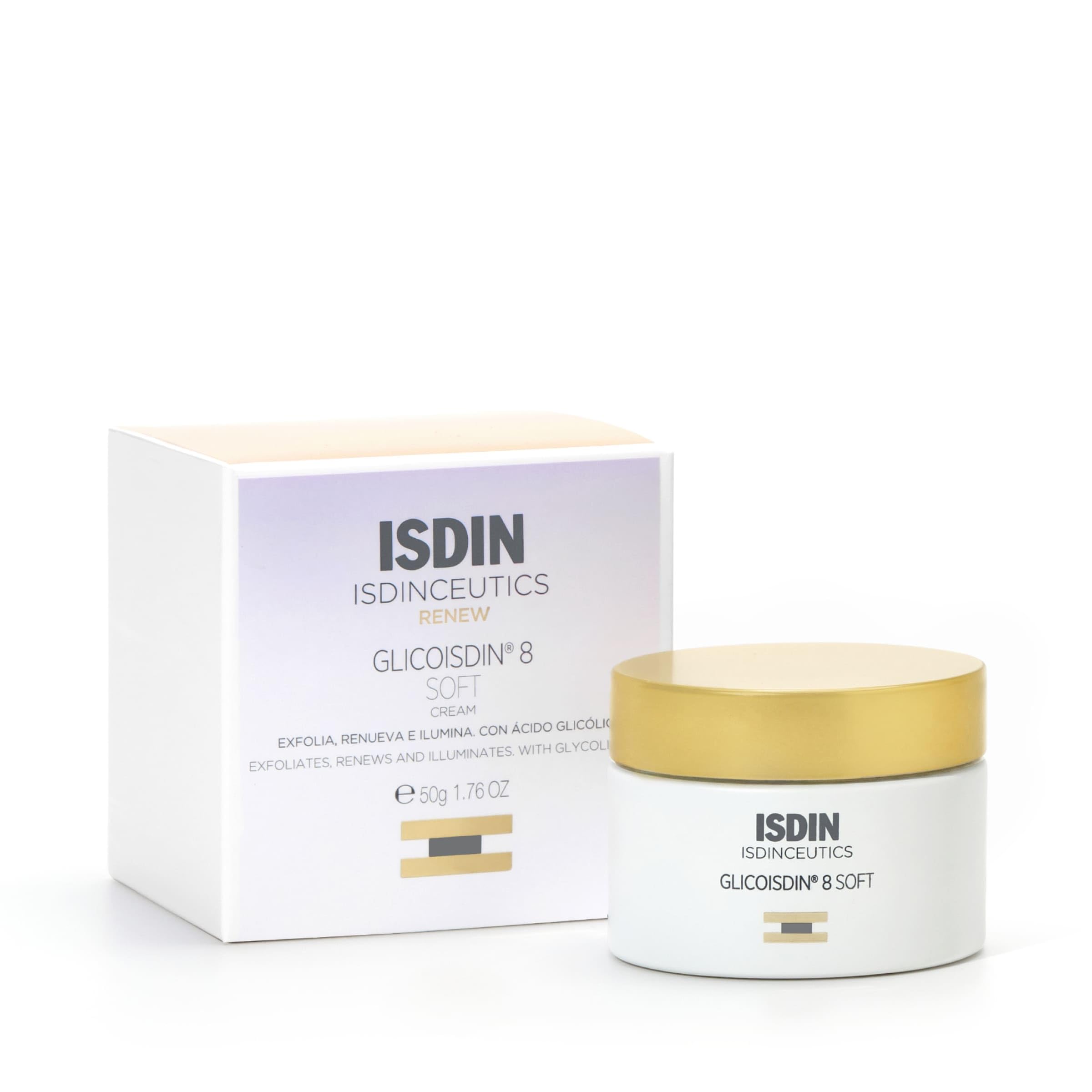 ISDIN Isdinceutics Glicoisdin 8 Soft Facial Cream (50g) | Facial cream with peeling effect, exfoliates the surface of the skin and helps to smooth its texture
