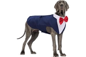 DORA BRIDAL Dog Tuxedo for Large Dogs, Dog Suit and Bowtie, Formal Dogs Wedding Outfit, Pet Tuxedo and Bandana Set Valentines Birthday Christmas Party Costumes for Labrador,Golden Retriever, Blue, 2XL