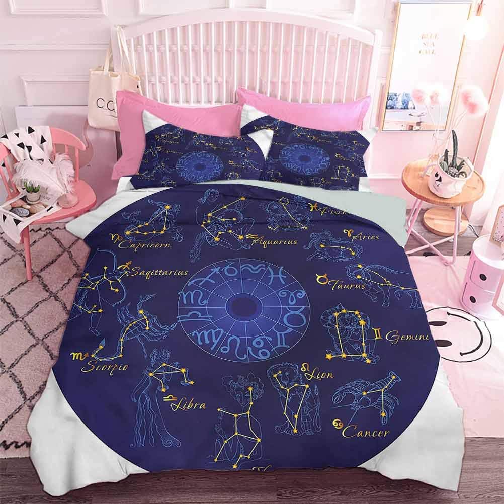Hiiiman Comforter Bedding Set 3pcs Celestial Bodies Stars (3pcs, Queen