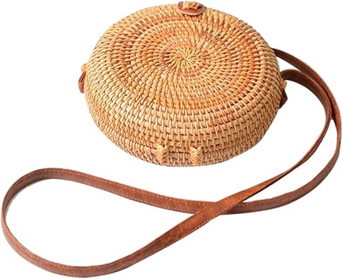 round woven crossbody bag