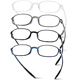 AQWANO 4 Pack Blue Light Blocking Reading Glasses for Men Women, Half Lens Computer Readers, Durable Lightweight TR90 Flexible Frame Eyeglasses Anti Eyestrain (1.25)
