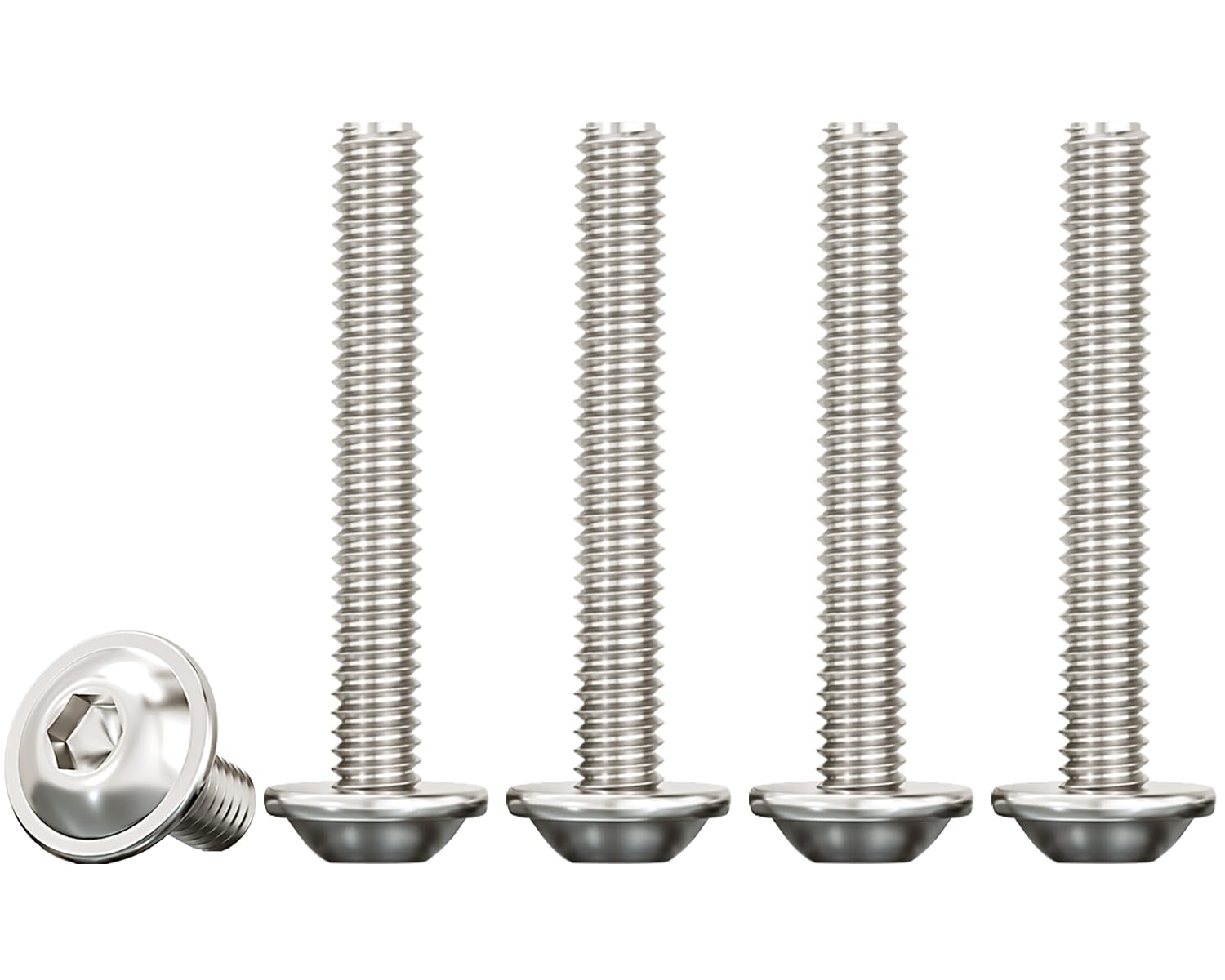 Drenky 50 Pcs M4 X 35mm Bolts 304 Stainless Steel Pan Head Screws - Fully Thread Machine Screws With Flat Head, Rustproof, Rounded Flange And Hexagon