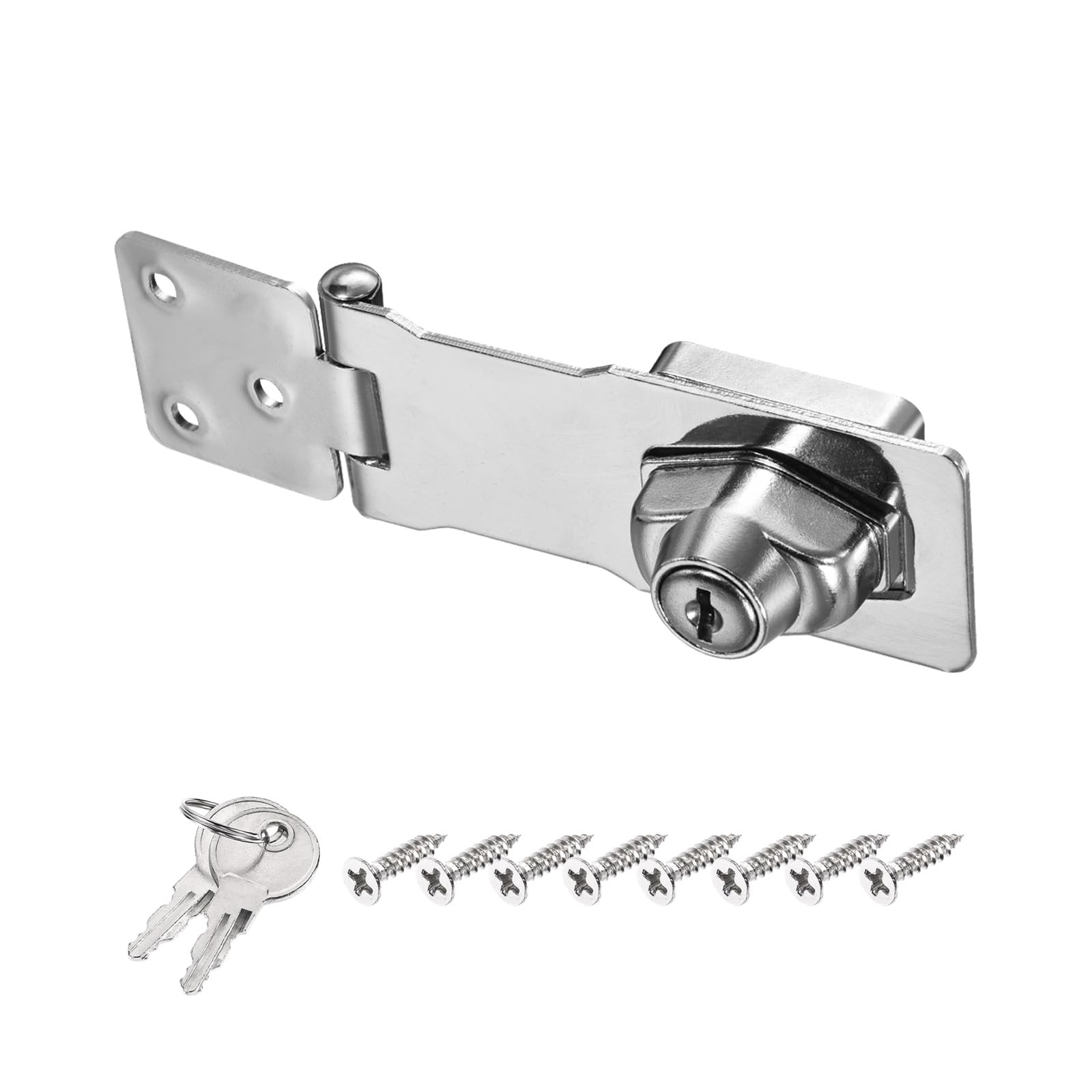 PATIKIL Keyed Hasp Locks, 4 Inch Twist Knob Locking Hasp Lock Metal Safety Hasp Latches for Cabinet Small Door, Keyed Different, Silver