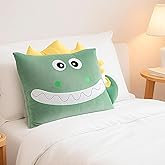 Kids Plush Cute Pillow Case Dino Animal Soft Toddler Pillowcase for Beds and Nap Time Travel Pillows Bedroom Home Furnishing, Christmas Halloween Thanksgiving Gifts (Dinosaur-Green, 26×20Inches)