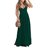 Ladmous Women's V Neck Floral Lace Wedding Dress Sleeveless Bridesmaid Evening Party Maxi Dress