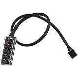 YSSHUI PWM Fan Hub PC 5 Way Splitter Sleeved PWM Fan Splitter Hub Cable Adaptador para Ventiladores de Caja de Enfriador de c