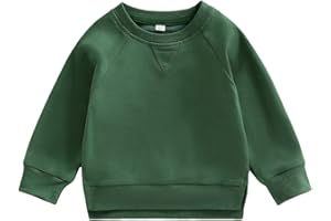 Gueuusu Toddler Kids Baby Boy Girl Crewneck Sweatshirt Cotton Long Sleeve Solid Color Pullover Top Casual Spring Fall Clothes