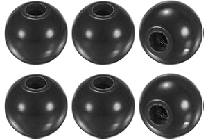 M METERXITY 6-Pack Threaded Ball Knobs, M12 Female Thread 40mm Dia. Thermoset Ball Knob for Lathe/Machine/Lawn Mowers, Round Phenolic Steel Insert Lever Handle [Black]