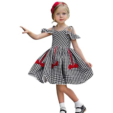Snakell Mädchen Kleider Kinder Kleider Ärmellos Sommerkleider Knielang Karierte Kleider Karo-Kleid mit Bogen Spaghetti Träger