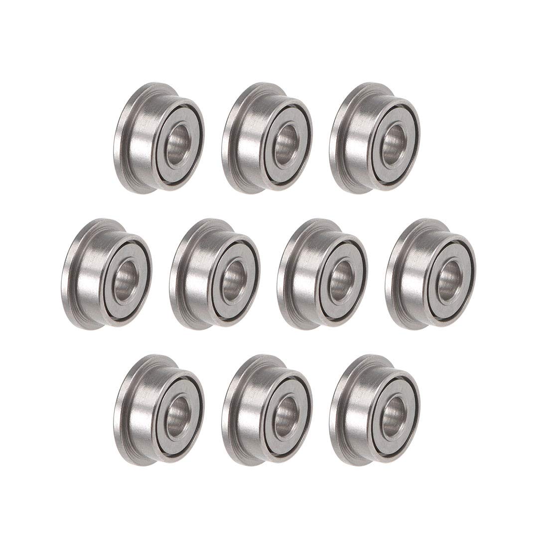 sourcing map F682ZZ Flanged Ball Bearing 2x5x2.3mm Shielded Chrome Steel Flange Rip Bearings 10pcs, F682ZZ (10Qty)