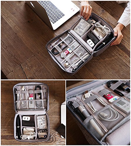 image for Rosoz Adjustable Travel Electronics Organizers, Waterproof Electronic 