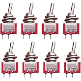 mxuteuk 8pcs SPST Mini Toggle Switch Miniature ON/Off Switch 2 Terminal 2 Position 6A 125V 3A 250V for DIY Car Dash Dashboard