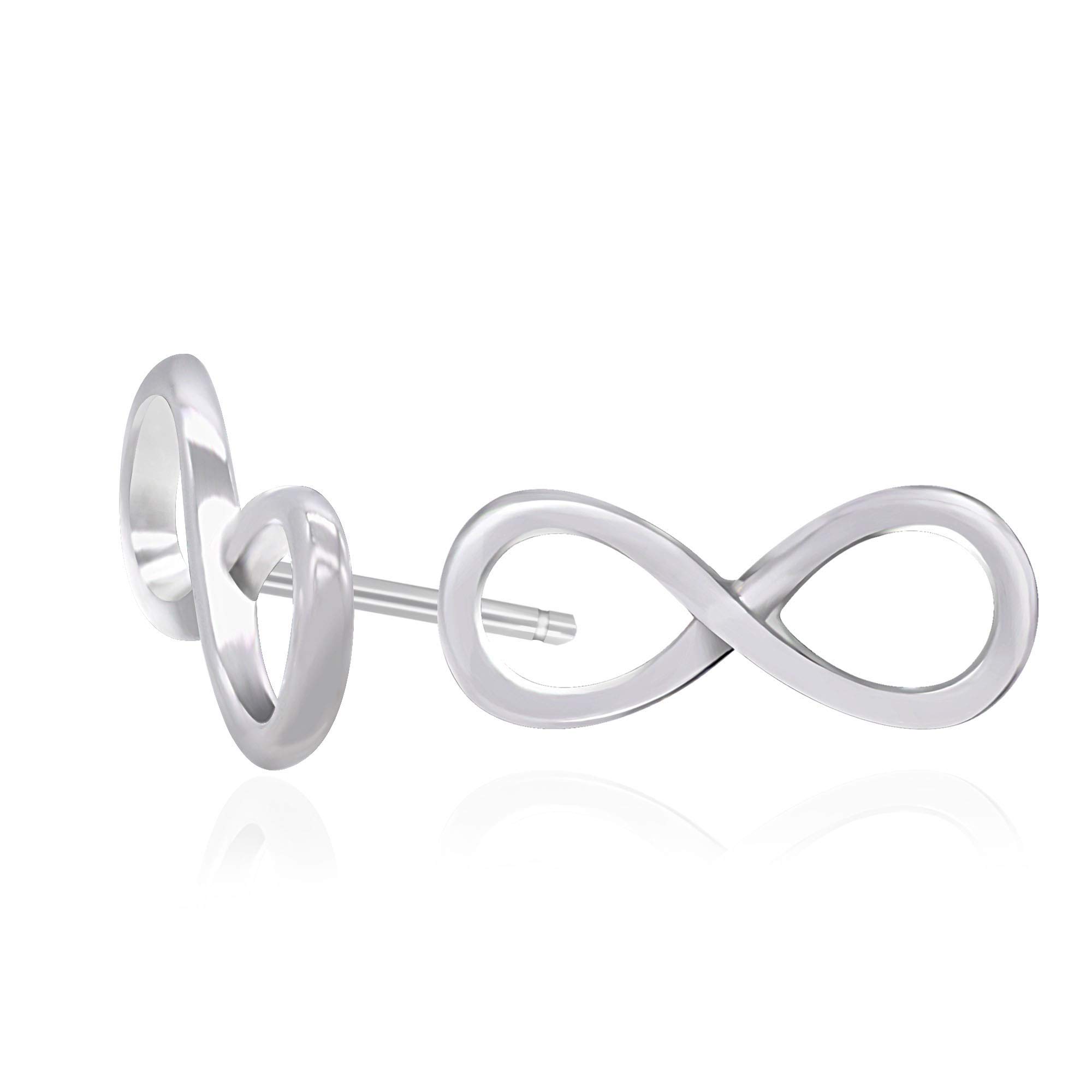 Spoil Cupid Rhodium-Plated Sterling Silver Plain Infinity Symbol Stud Earrings