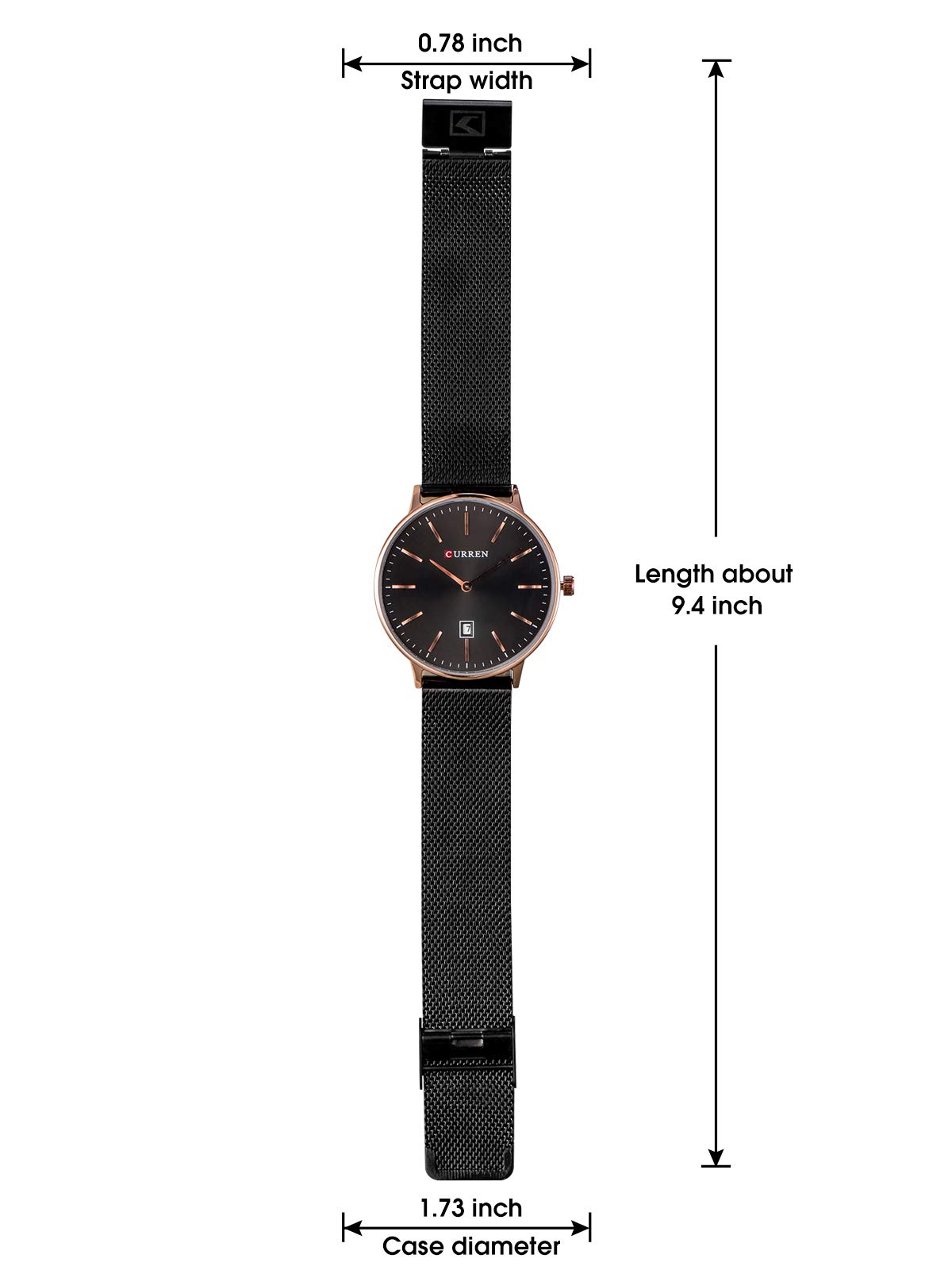 Herren Uhren Edelstahl Mesh Armband Uhren Männer Wasserdicht Datum Kalender Geschäfts Klassisch Analog Quarz Dünn Armbanduhr Gents Luxus Schwarz Uhr mit Schwarz Zifferblat