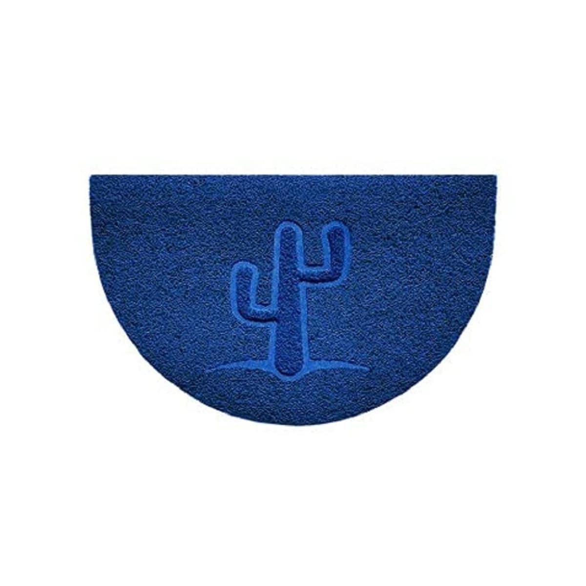 Nicoman Embossed Halfmoon Half Circle Door Mat Dirt-Trapper Jet-Washable Doormat 70x44cm (Blue, CACTUS Shape) - Use Indoor or Sheltered Outdoor