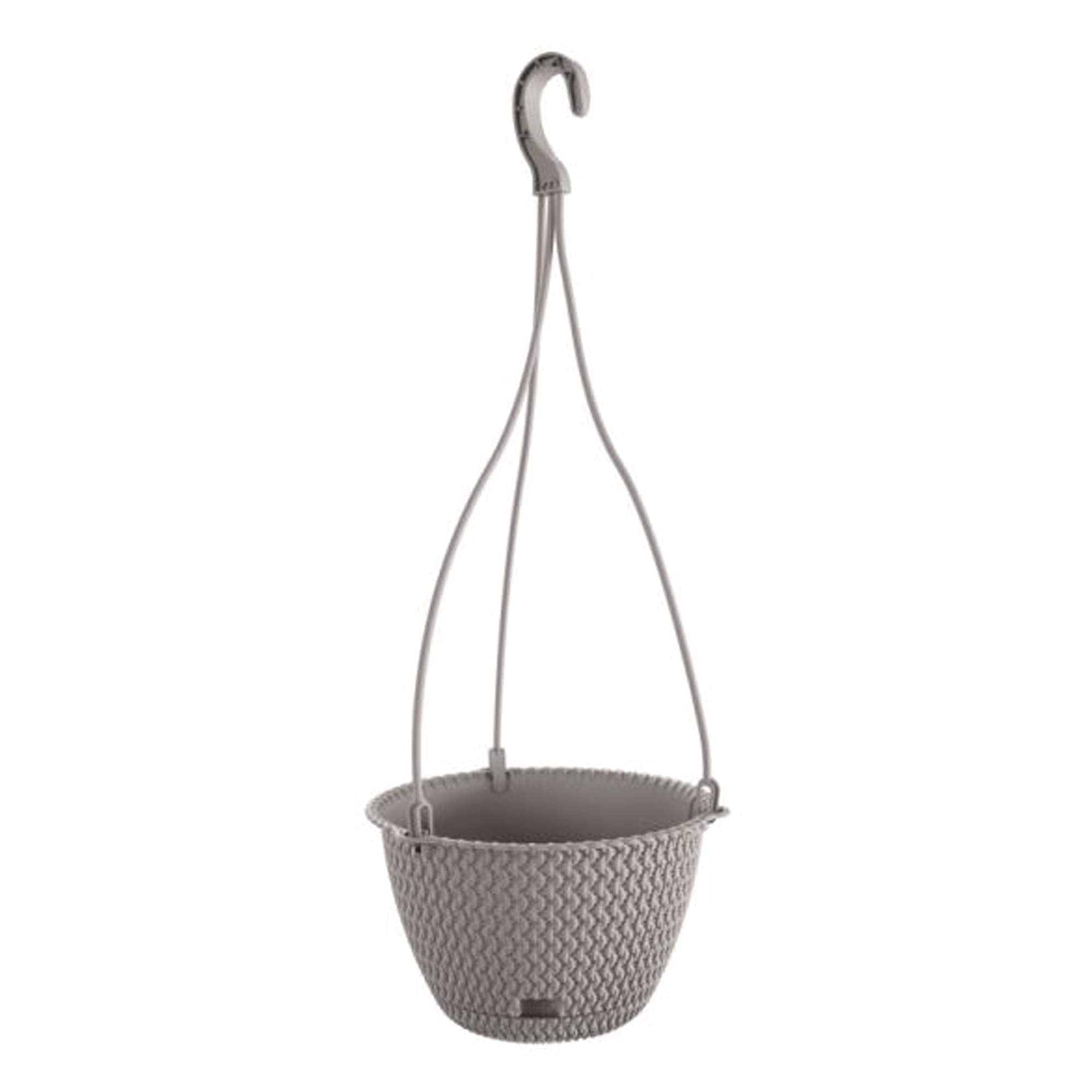 PROSPERPLAST Splofy Round W Hanging Planter 4.8 L Plastic Grey Ø27 x 16.5 cm