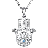 LONAGO Hamsa Necklace Sterling Silver Hamsa Hand Pendant Necklace Jewelry Gift for Women