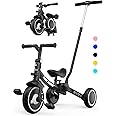 besrey 7-in-1 Toddler Bike with Parent Steering Push Handle for 1，2，3，4，5 Years Old Girls and Boys, Foldable Kids Push Trike, Toddler Tricycle with Removable Pedals, Height Adjustable Seat