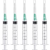 50 Pack 3ml/cc Disposable Luer Lock Lab Syringes with 21Ga 1.0 Inch Needle , Individually Sealed Packed