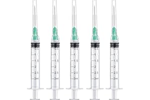 BSEWENERTE 50 Pack 3ml/cc Disposable Luer Lock Lab Syringes with 21Ga 1.0 Inch Needle , Individually Sealed Packed