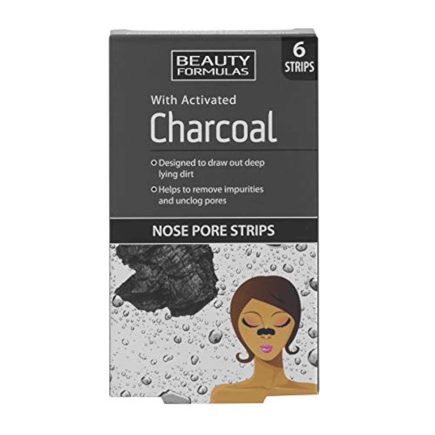 Beauty Formulas Charcoal Nose Pore Strips 6 Pack – Deep Cleansing Blackhead Removal Strips