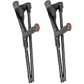 PEPE Mobility Folding Crutches for Adults, Open Cuff, Adjustable Height, Aluminium, Orthopaedic, Elbow Crutches Women and Men, Black