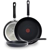T-fal Experience Nonstick Frying Pan, 3-Piece Set Induction Skillet, Black | Platinum nonstick interior, Thermo-Spot heat indicator, Oven safe to 400 F, Aluminum construction, Dishwasher safe