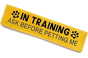 KISJO in Training Ask Before Petting Dog Leash Sleeve, Funny Yellow Dog Leash Wrap Alert Hanging ID Patch Tag, in Training Leash Wrap Service Dog Leash Wrap Pet Birthday Gifts for Dog Owners