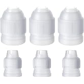 6 Pieces Couplers for Piping Bags Two Different Sizes Plastic Couplers of Large Size Cake Decorating Coupler White Pastry Bag Coupler for Piping Bags, Icing Nozzles