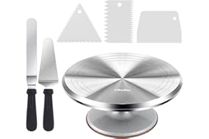 Cake Turntable, Ohuhu Aluminium 12'' Cake Decorating Kit Supplies Rotating Stand Revolving Spinner with 2 Icing Spatula 3 Com