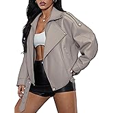 Gudasuo Womens Oversized Leather Jackets Faux Suede Fall Fashion Motorcycle Coats Winter Outfits Clothes Y2k Tops