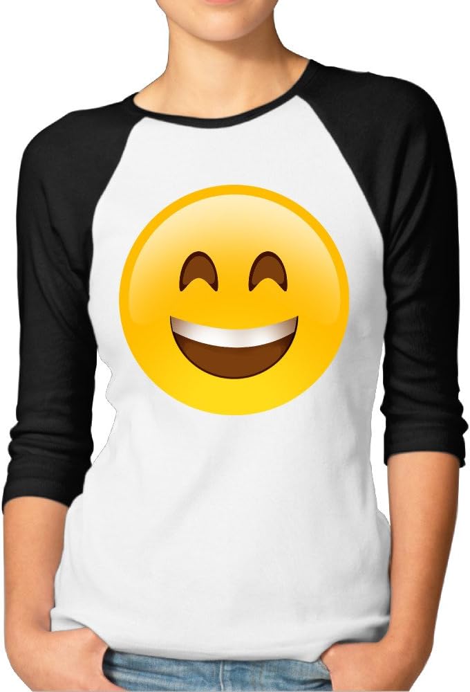 Hilary Women's Smile Baseball Raglan Jersey T-Shirts 3/4-Sleeve