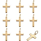 Pandahall 10Pcs Golden Brass Cross Pendants Charms for Necklace Bracelet Choker Making Real 18K Gold Plated 9x12.5x1mm Hole: 3.2mm