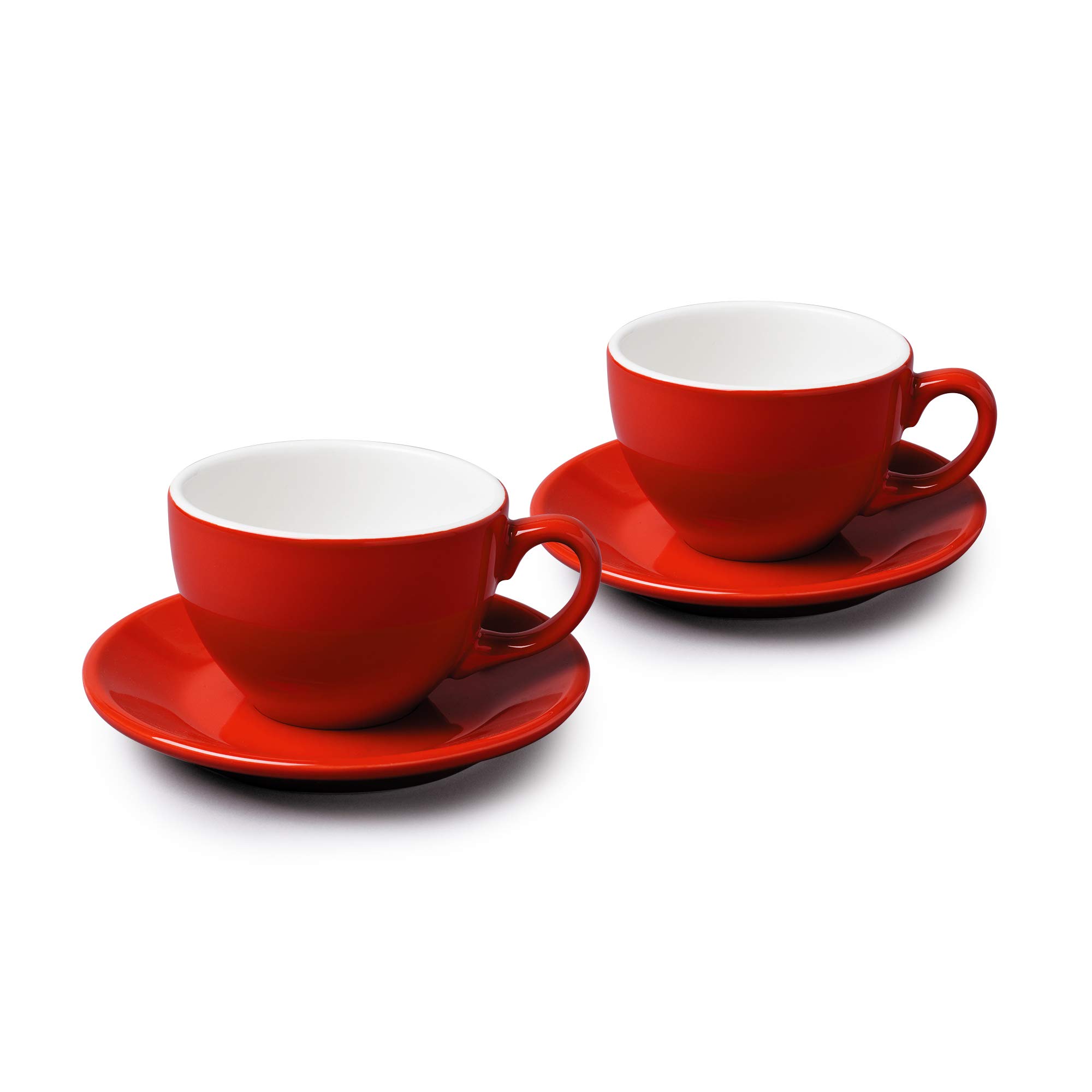 WM Bartleet & Sons 1750 TSET82 Traditional Large Porcelain Tea/Coffee Cups and Saucers, 300ml, Red Set of 2