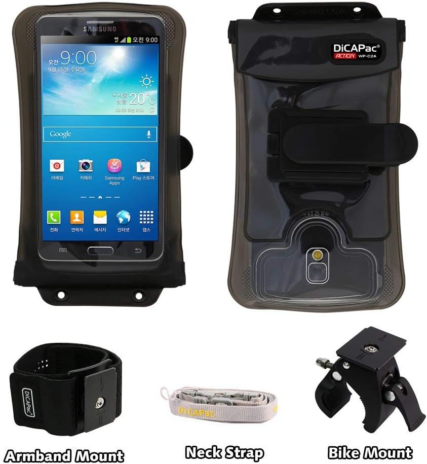 DiCAPac Action Bike Mount Phone Case Set fitting to OnePlus 2/3 / 3T / 5 / One - with Bike & Motorbike Mobile Phone Bracket/Handlebar Smartphone Holder - Waterproof 10m IPX8