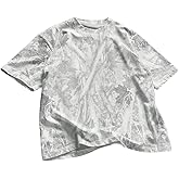 RoseSeek Men's Camo Baggy T Shirts Short Sleeve Crewneck Drop Shoulder Summer Tops