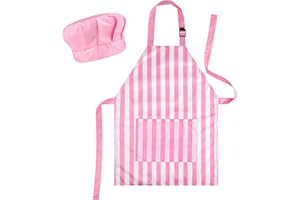 BOUBONI Kids Apron and Chef Hat with 2 Pockets for Cooking Baking Painting