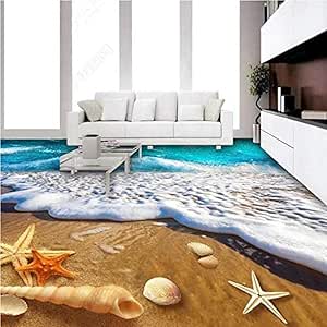 rylryl Papel pintado de piso de azulejo 3D Murales modernos de conchas
