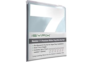 iSYFIX White Vinyl Number 7 (Seven) Stickers - 6 Pack 6 inch Self Adhesive - Premium Decal Die Cut & Pre-Spaced for Mailbox, Signs, Door, Cars, Trucks, Home, Business, Address Number, Indoor & Outdoor