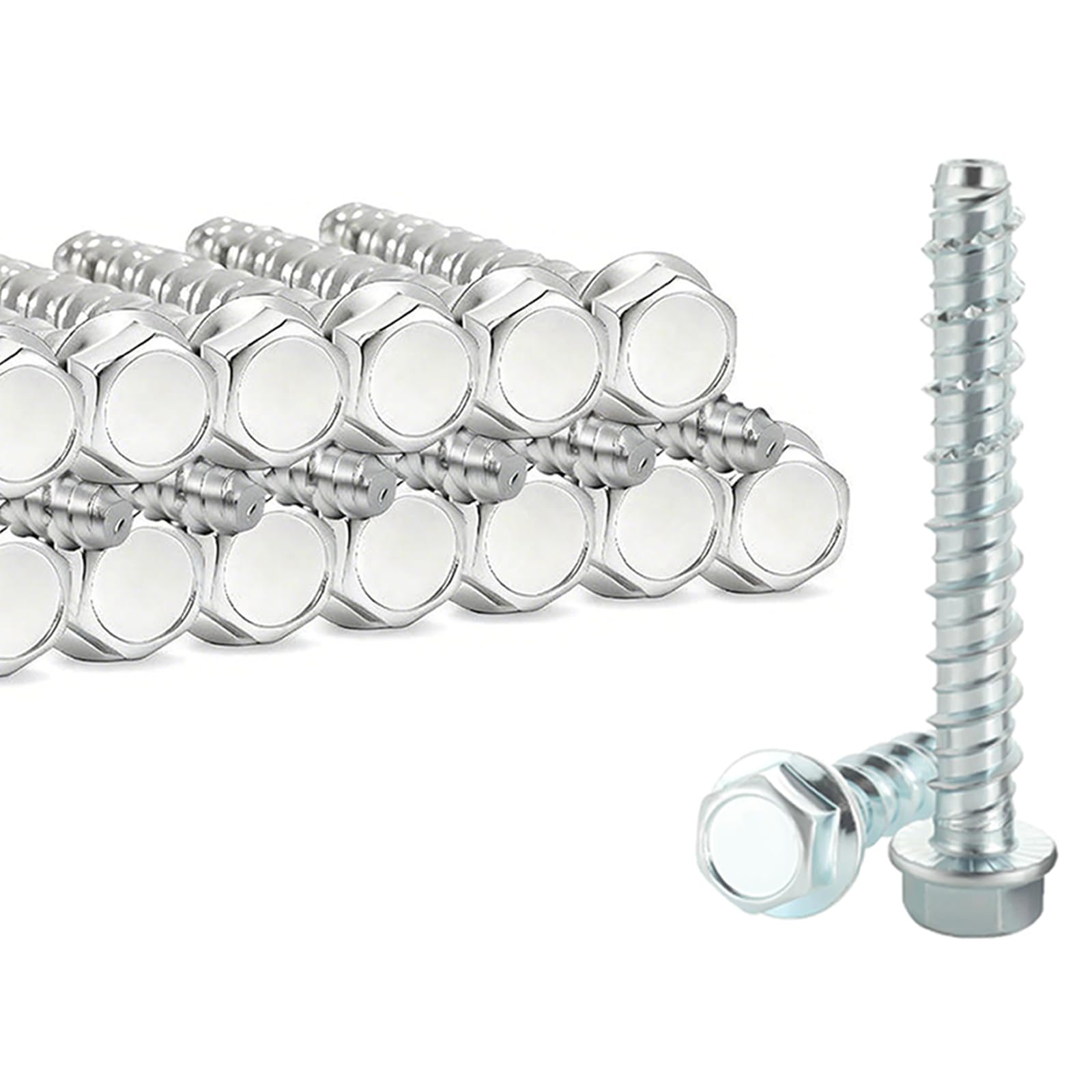 ORTAVA Concrete Screws Hex Head M8 x 60, Pack of 20 Concrete Screws Galvanised with Washer for Masonry, Concrete, Architecture, Industry