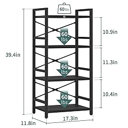 Yoobure 4 Tier Bookshelf - Small Book Shelf