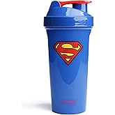 SmartShake Lite Justice League Superman Protein Shaker Bottle 800ml – BPA Free Leakproof Gym Protein Shakes Bottle for Protein Powder DC Comics Blue Water Bottle Superman Gifts