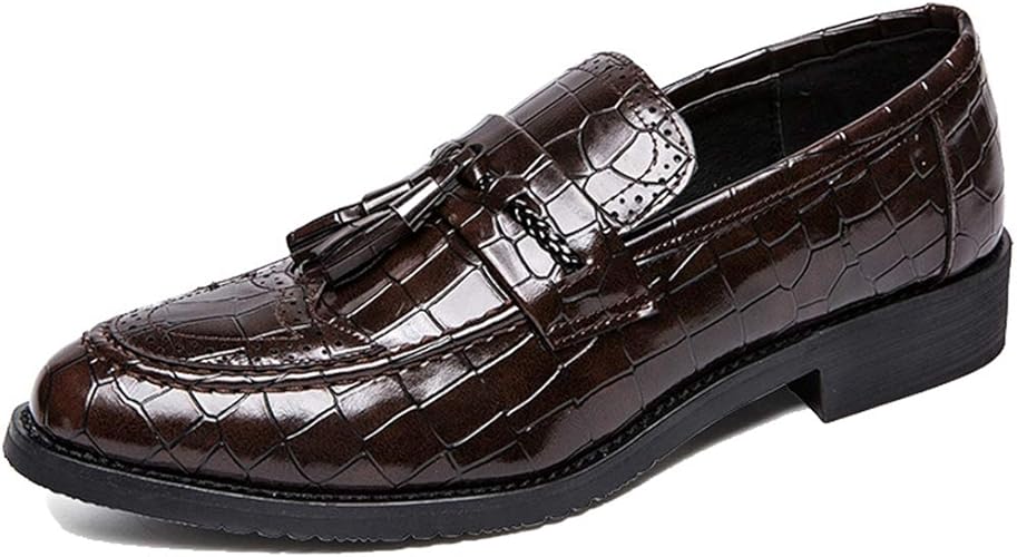 Amazon Wewin タッセルローファー メンズ ビジネスシューズ 型押し レザー スリッポン カジュアル 革靴 防滑 オペラシューズ ファッション Wewin ビジネスシューズ